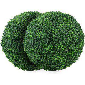 2PCS 15.7inch 4Layers Artificial Plant Topiary Ball Faux Boxwood Decorative Ball